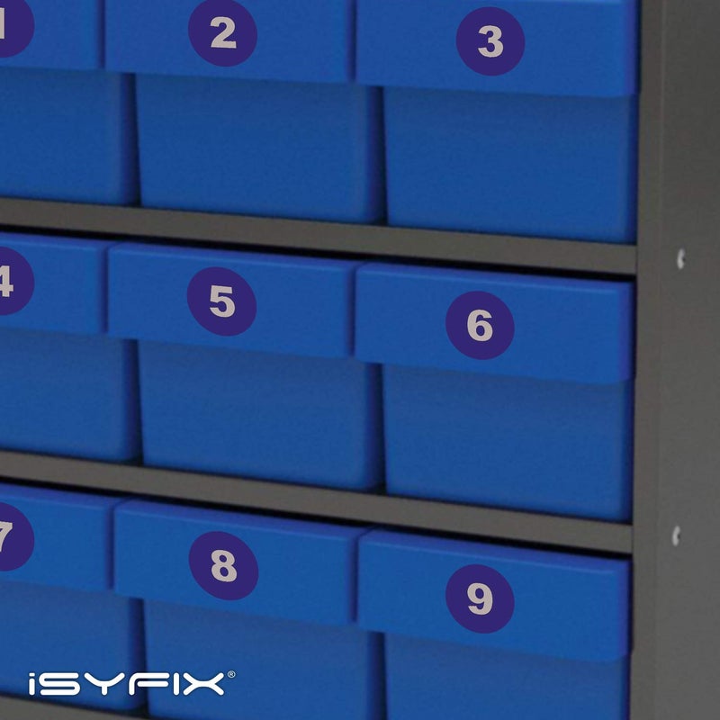 iSYFIX Blue Consecutive Number Stickers â€“ 1 to 50, 1.5-inch, 1 Set â€“ Vinyl Self Adhesive Premium Decal, Ideal for Inventory, Storage, Organizing, Boxes, Bins, Toolbox, Lockers & More, Indoor/Outdoor - Image 4